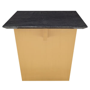Black Wood Grain 78" Executive Desk or Meeting Table w/ Brushed Gold Base