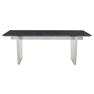 Black Wood Grain 78" Executive Desk or Meeting Table w/ Stainless Steel Base