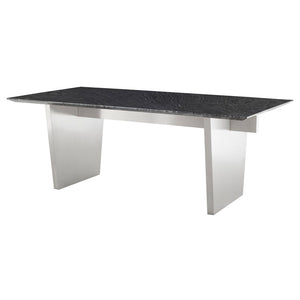 Black Wood Grain 78" Executive Desk or Meeting Table w/ Stainless Steel Base