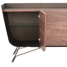 Load image into Gallery viewer, Walnut, Brass, &amp; Glass Storage Credenza
