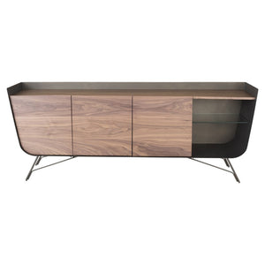 Walnut, Brass, & Glass Storage Credenza