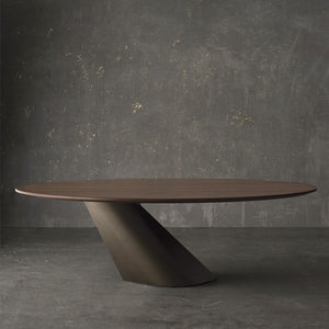 Sophisticated 78" Oval Walnut Executive Desk or Meeting Table w/ Bronze Base