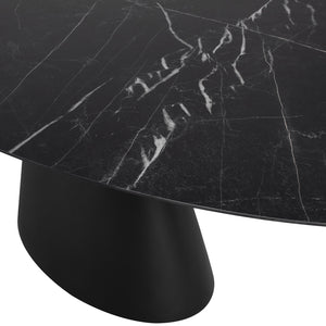 Black Ceramic 93" Rounded Conference Table with Beveled Base