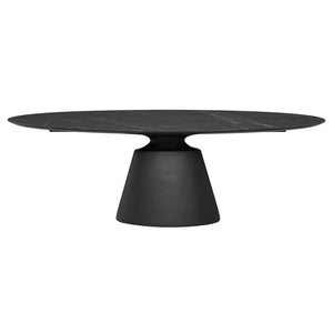 Black Ceramic 93" Rounded Conference Table with Beveled Base