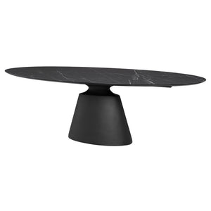 Black Ceramic 93" Rounded Conference Table with Beveled Base
