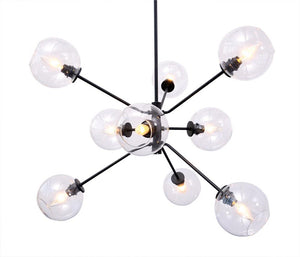 Contemporary Black Steel and Clear Glass Pendant Light