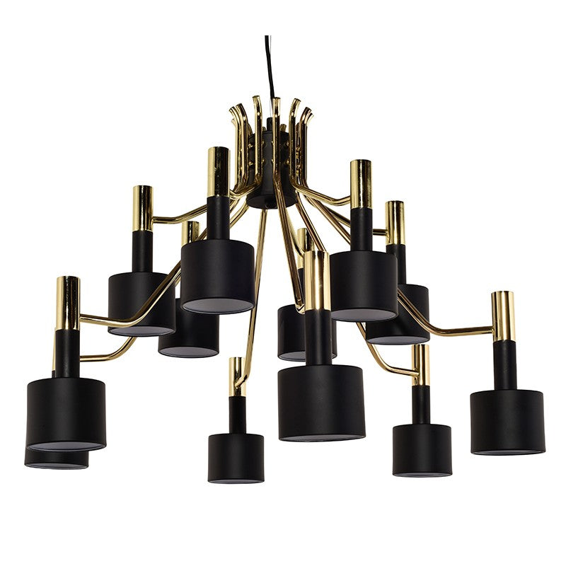 Unique Matte Gold and Black Steel Pendant Light
