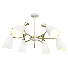 Load image into Gallery viewer, Adjustable 6-Light Pendant Light in Matte White and Polished Gold
