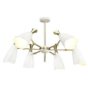 Adjustable 6-Light Pendant Light in Matte White and Polished Gold