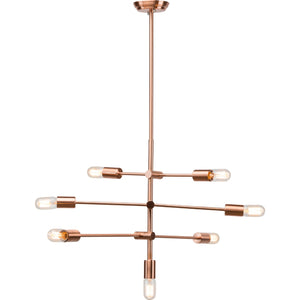 Sleek Matte and Brushed Copper Pendant Light with Adjustable Arms