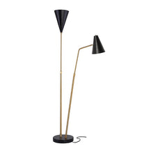 Load image into Gallery viewer, Sophisticated Black Steel and Brushed Gold Floor Lamp with Black Marble Base

