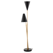 Load image into Gallery viewer, Sophisticated Black Steel and Brushed Gold Floor Lamp with Black Marble Base
