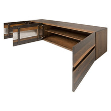 Load image into Gallery viewer, 63&quot; Artistic Storage Credenza of Seared Oak w/ Horizontal Steel Inlay
