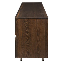 Load image into Gallery viewer, 63&quot; Artistic Storage Credenza of Seared Oak w/ Horizontal Steel Inlay
