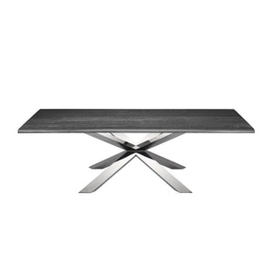Chic Conference Table with Oxidized Grey Oak & Polished Steel