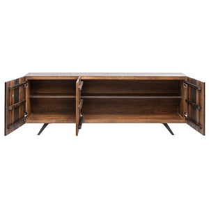 Eye-Catching White Oak Storage Credenza w/ Vertical Stripes