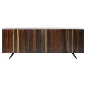 Eye-Catching White Oak Storage Credenza w/ Vertical Stripes