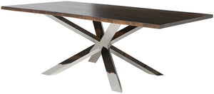 Modern 96" Seared Oak & High Polish Stainless Steel Conference Table
