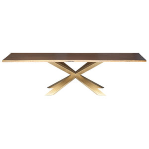 Bold Conference Table with Seared Oak & Brushed Gold Steel (Multiple Sizes)
