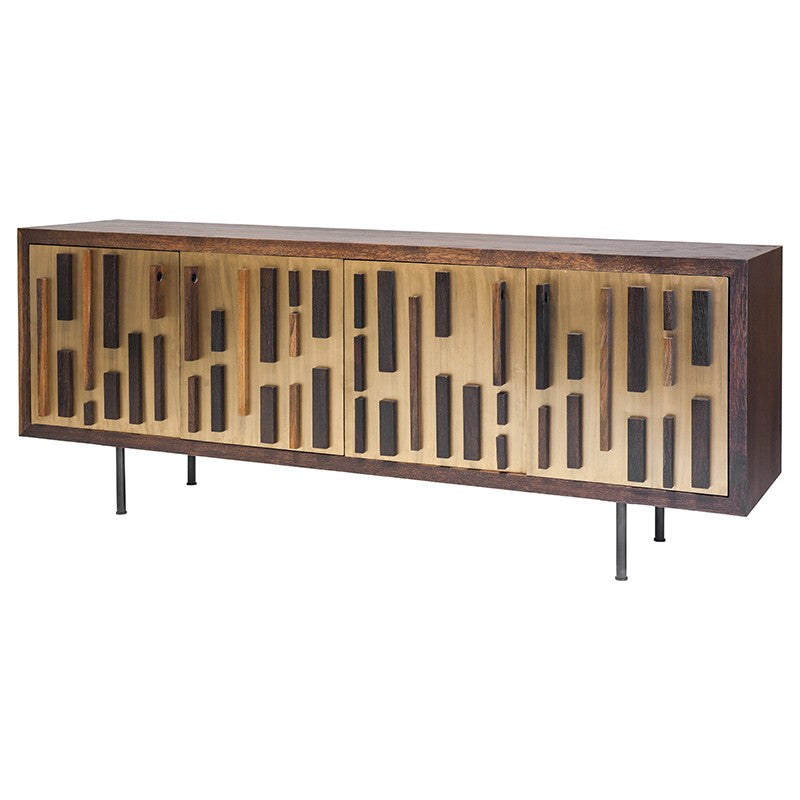 Wide Oak & Bronze Storage Credezna w/ Old World Aesthetic