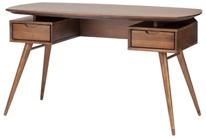 55" American Poplar Contemporary Desk in Walnut Finish