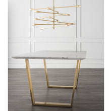Load image into Gallery viewer, 79&quot; White Marble &amp; Gold Stainless Steel Modern Office Desk or Conference Table
