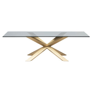 79" Bold Executive Desk w/ Glass Top & Gold Brushed Steel