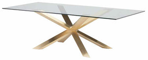 Modern Clear Glass 95" Conference Table with Silver or Gold Stainless Steel Base