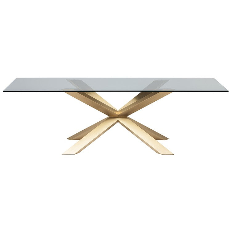 Chic Conference Table with Glass Top & Gold Brushed Steel