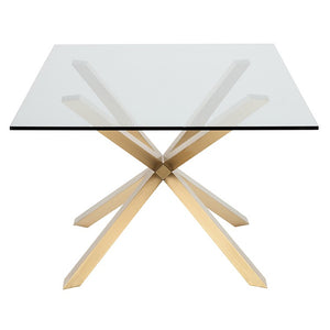 Chic Conference Table with Glass Top & Gold Brushed Steel