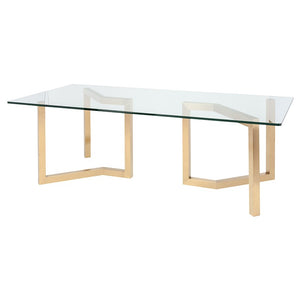 95" Chic Glass & Gold Conference Table