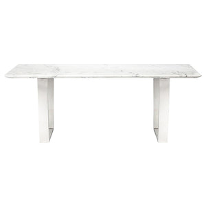 Stunning 79" Executive Desk w/ White Marble & Stainless Steel