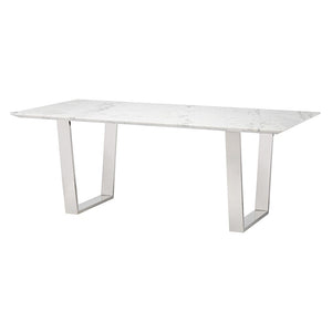 Stunning 79" Executive Desk w/ White Marble & Stainless Steel