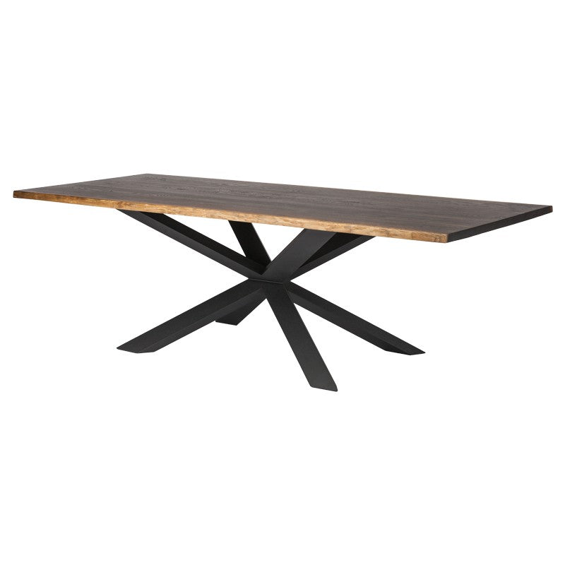 Striking Conference Table with Seared Oak Top & Blackened Steel Base