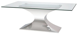 94" or 78" Glass Conference Table or Desk with Polished Stainless Base