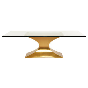 94" Bold Conference Table in Glass & Brushed Gold Steel