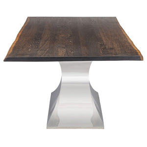 112" Chic Conference Table in Seared Oak & Stainless Steel