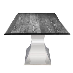 112" Chic Conference Table in Oxidized Grey Oak & Stainless Steel
