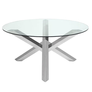 Bold Glass & Brushed Steel 59" Round Meeting Table