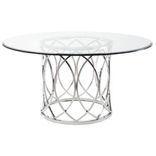 Load image into Gallery viewer, Dazzling 59&quot; Round Office Meeting Table of Glass &amp; Stainless Steel
