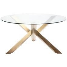 Load image into Gallery viewer, Charming Glass &amp; Gold-Brushed Steel 59&quot; Round Meeting Table
