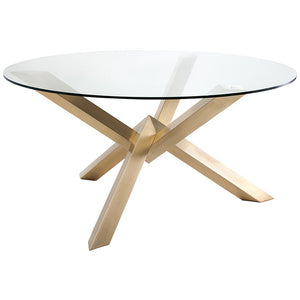 Charming Glass & Gold-Brushed Steel 59" Round Meeting Table