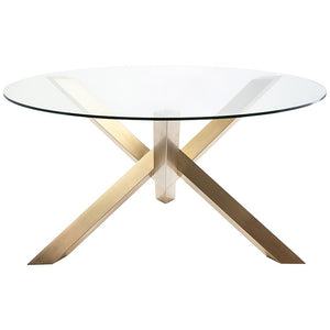 Chic Glass & Gold-Brushed Steel 72" Round Meeting Table