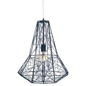 Complex Black Wire Pendant Light with Cage-Style Frame