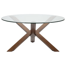 Load image into Gallery viewer, Chic Glass &amp; Walnut-Stained Ash Wood 59&quot; Round Meeting Table
