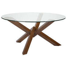 Load image into Gallery viewer, Chic Glass &amp; Walnut-Stained Ash Wood 59&quot; Round Meeting Table
