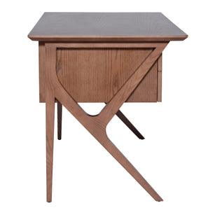53" Mid-Century Modern Office Desk w/ Dark Walnut Stain