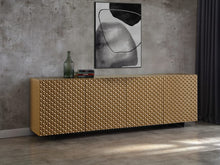 Load image into Gallery viewer, Satin Gold 94&quot; Credenza with Basket-Weave Doors

