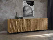 Load image into Gallery viewer, Satin Gold 94&quot; Credenza with Basket-Weave Doors
