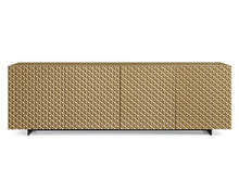 Load image into Gallery viewer, Satin Gold 94&quot; Credenza with Basket-Weave Doors
